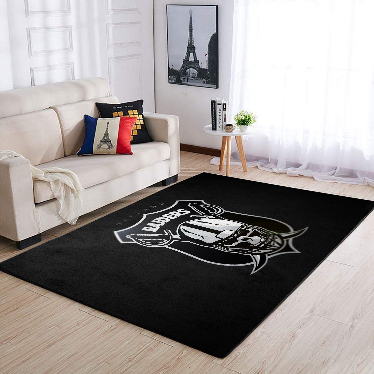 Raiders Area Rug Nfl Football Team Logo Regtangle V1648  Chussin | Home Decor Easily