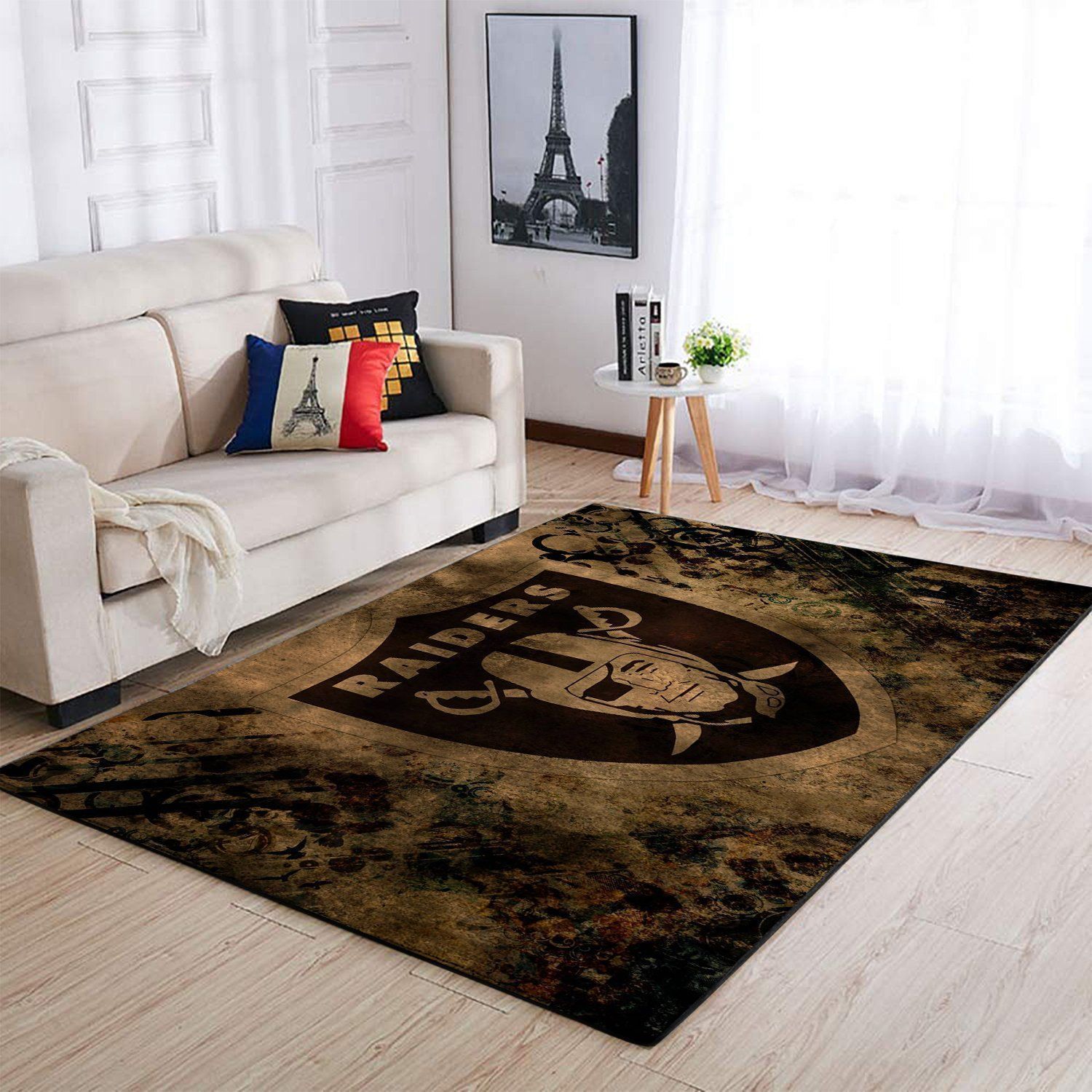 Raiders Area Rug Nfl Football Team Logo Regtangle V1650  Chussin | Home Decor Easily