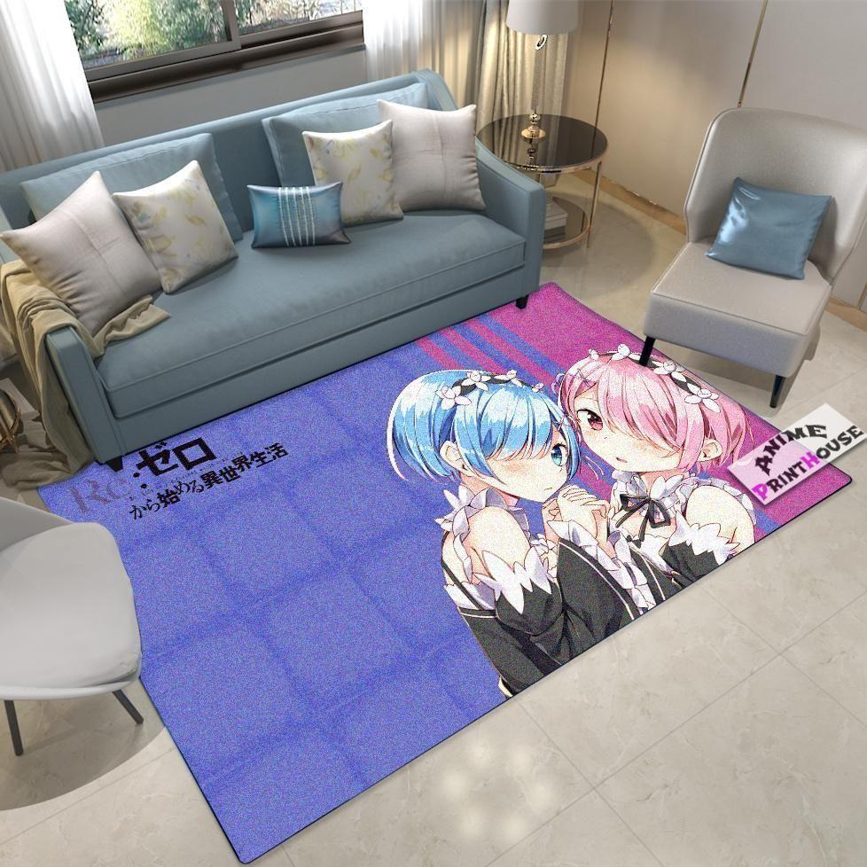 Re Zero Area Rem & Ram Anime Rug Regtangle  Chussin | Home Decor Easily