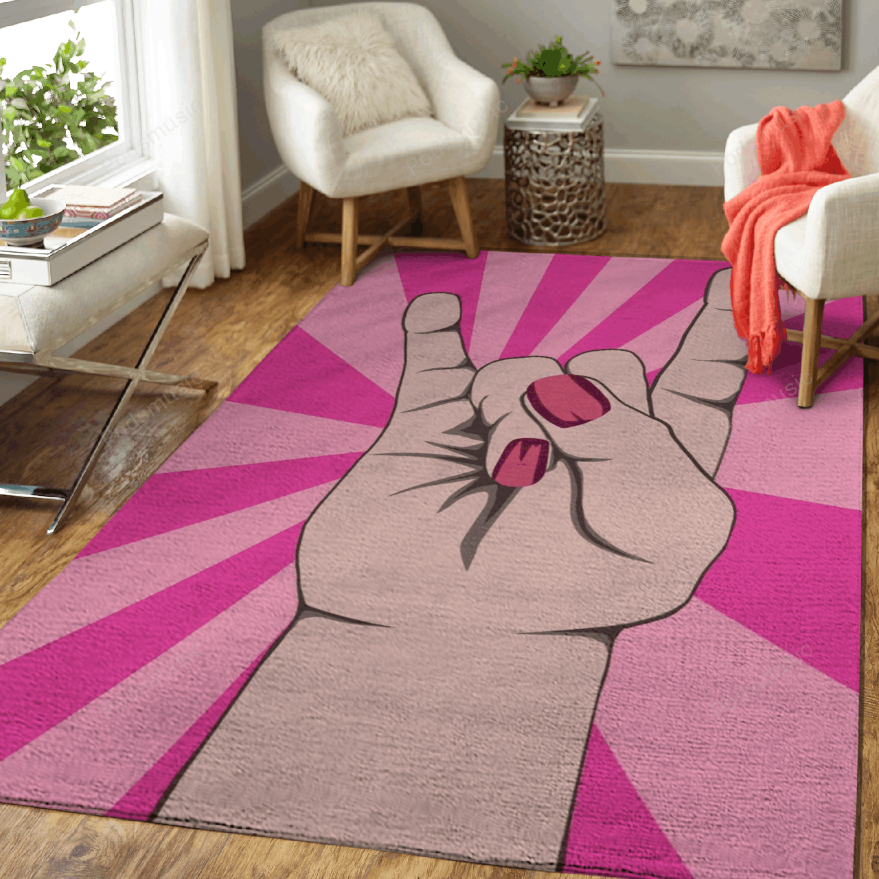 Retro Rock Girl Rock Music Art For Fans Area Rug Regtangle  Chussin | Home Decor Easily