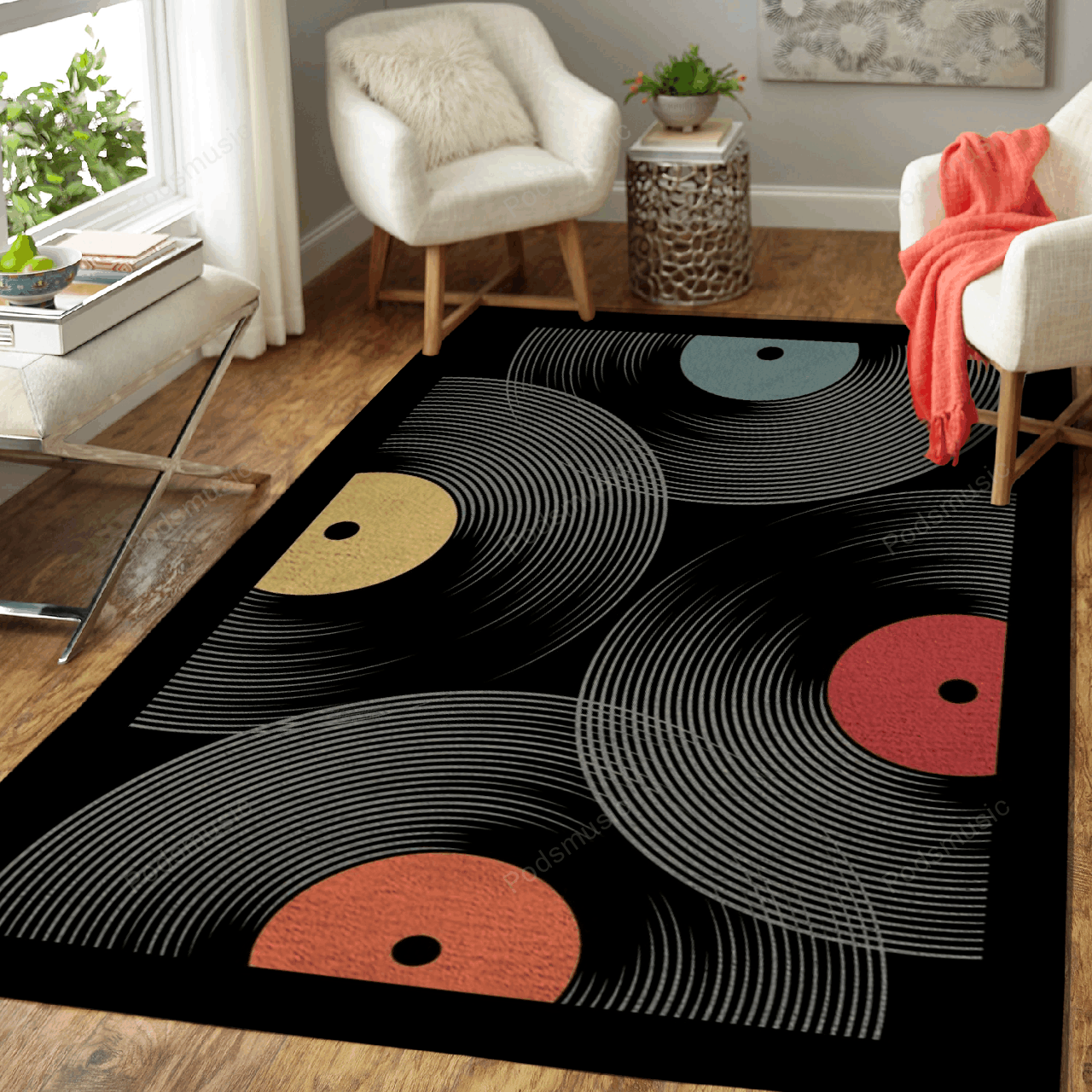 Retro Vinyl 4 Music Art For Fans Area Rug Regtangle  Chussin | Home Decor Easily