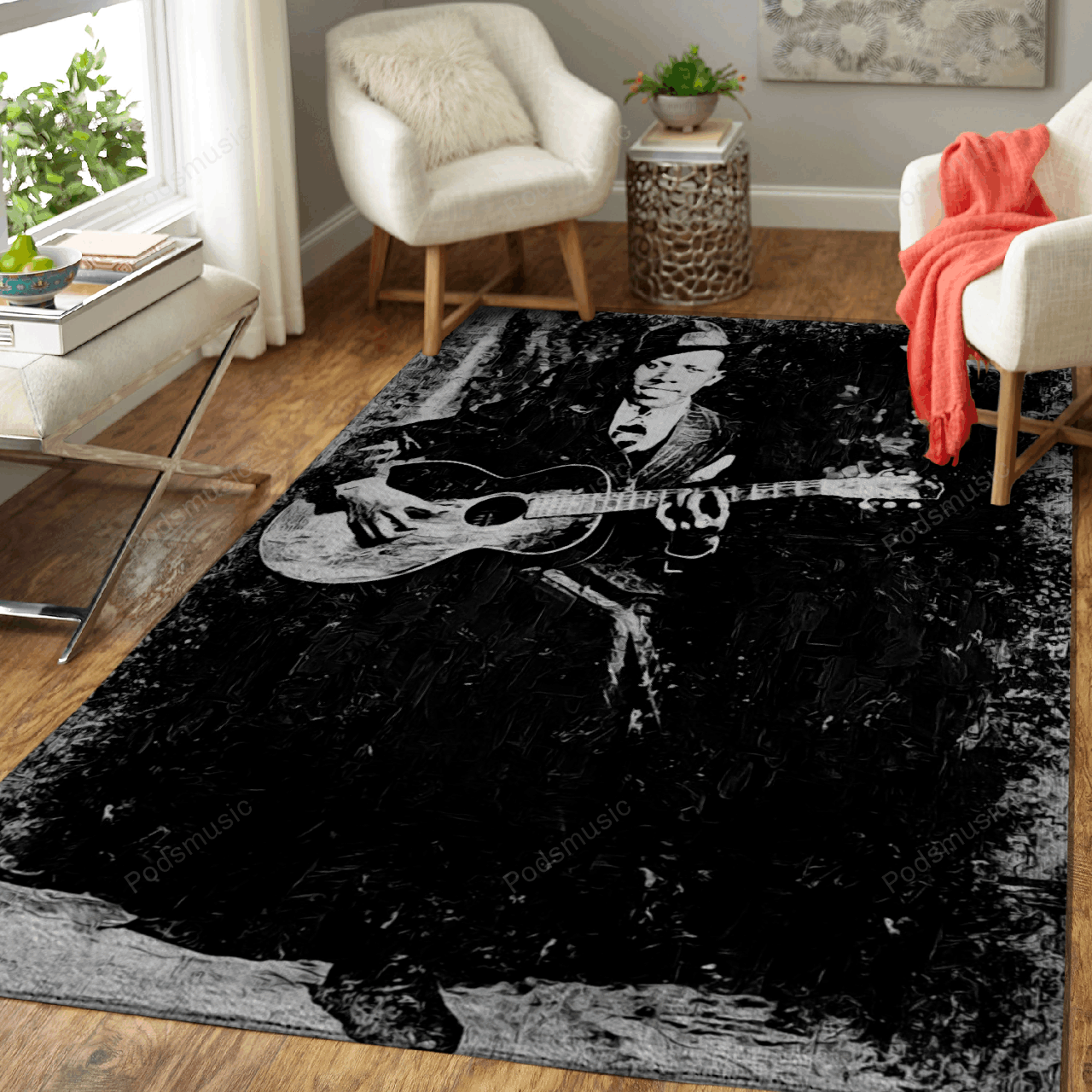 Robert Johnson Music Monochrome Art For Fans Area Rug Regtangle  Chussin | Home Decor Easily