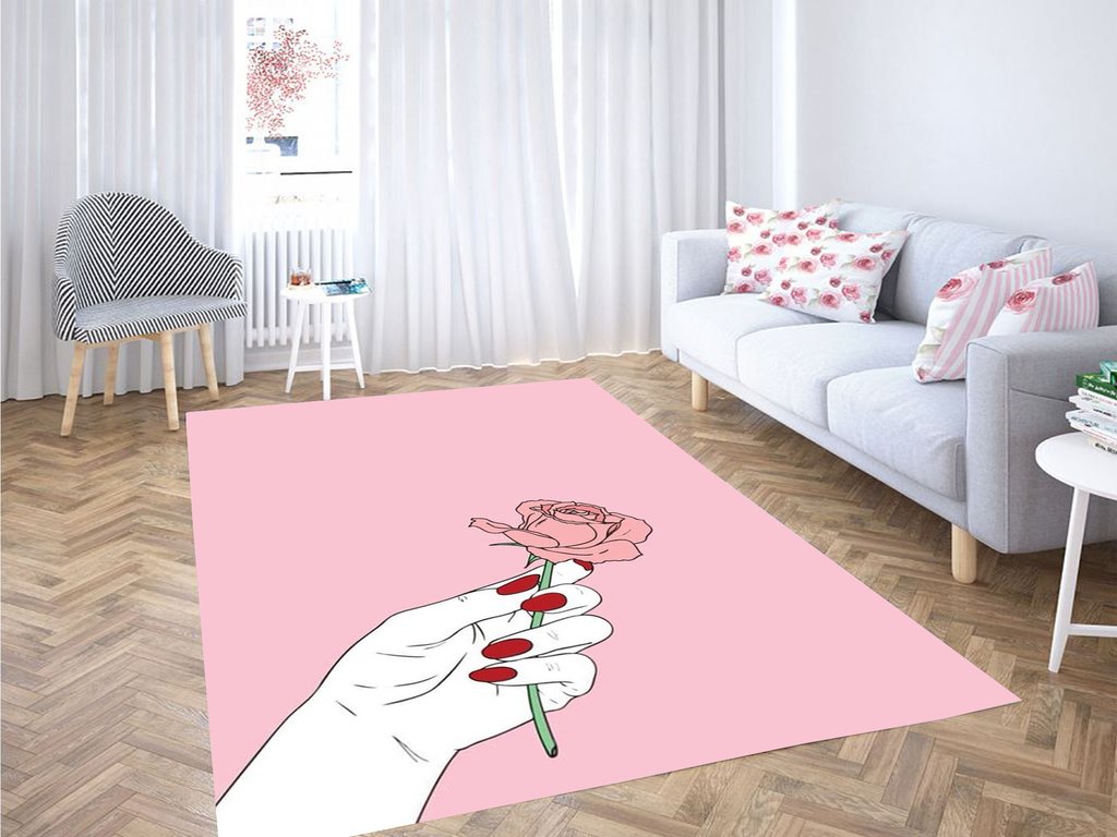 Roses Pink Sad Girl Living Room Modern Carpet Rug -  Chussin | Home Decor Easily