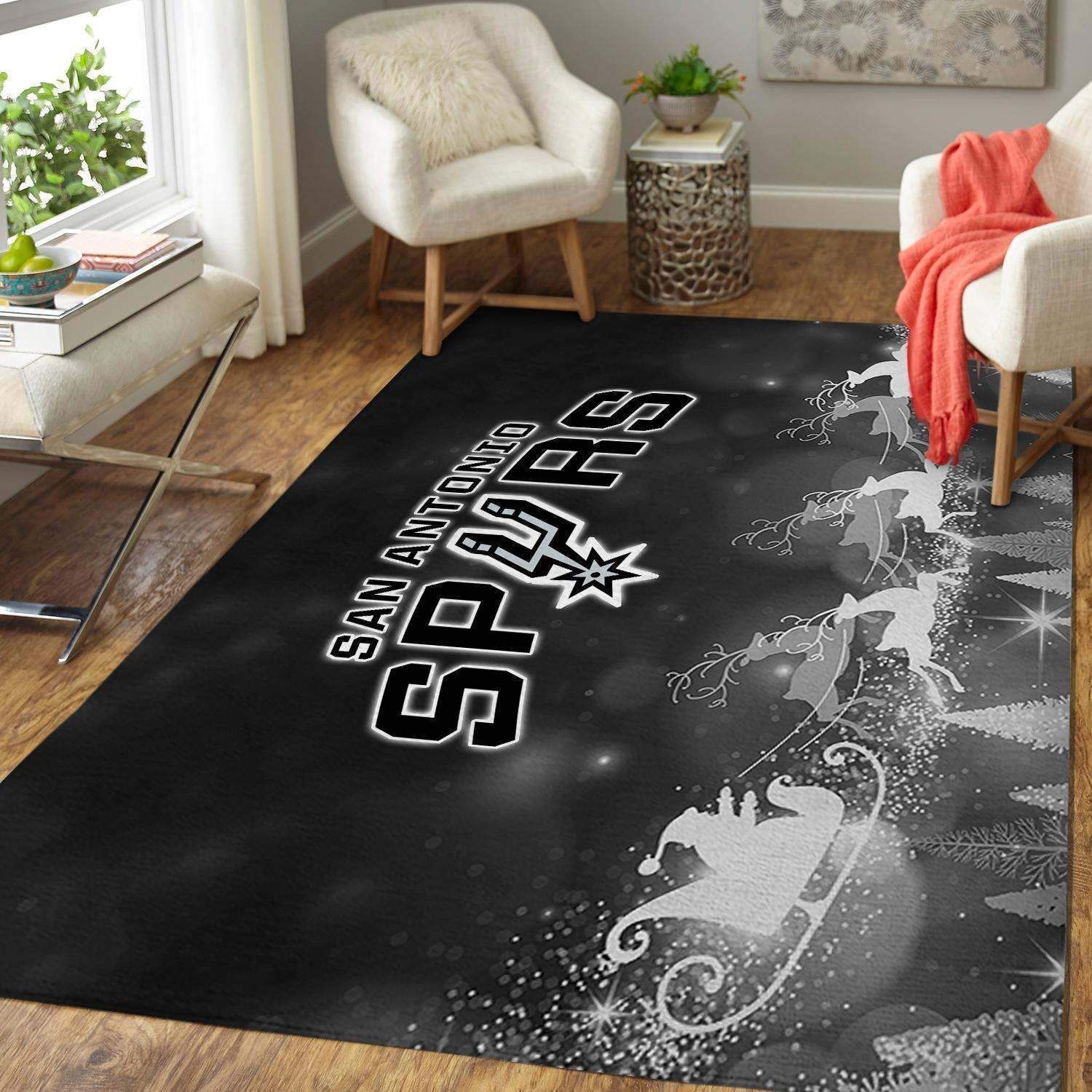 San Antonio Spurs Area Rug Nba Basketball Team Logo V1711  Chussin | Home Decor Easily