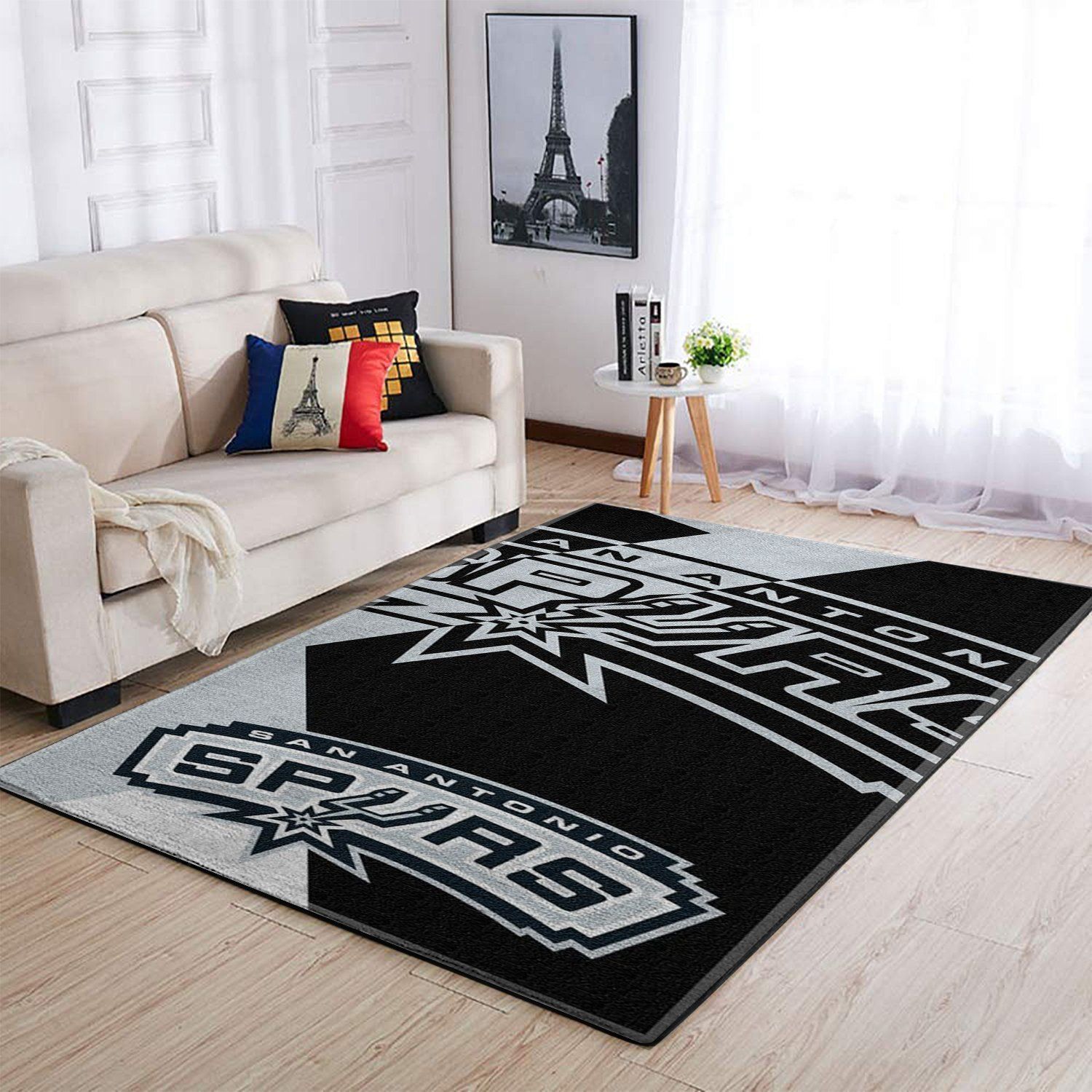 San Antonio Spurs Area Rug Nba Basketball Team Logo V1715  Chussin | Home Decor Easily