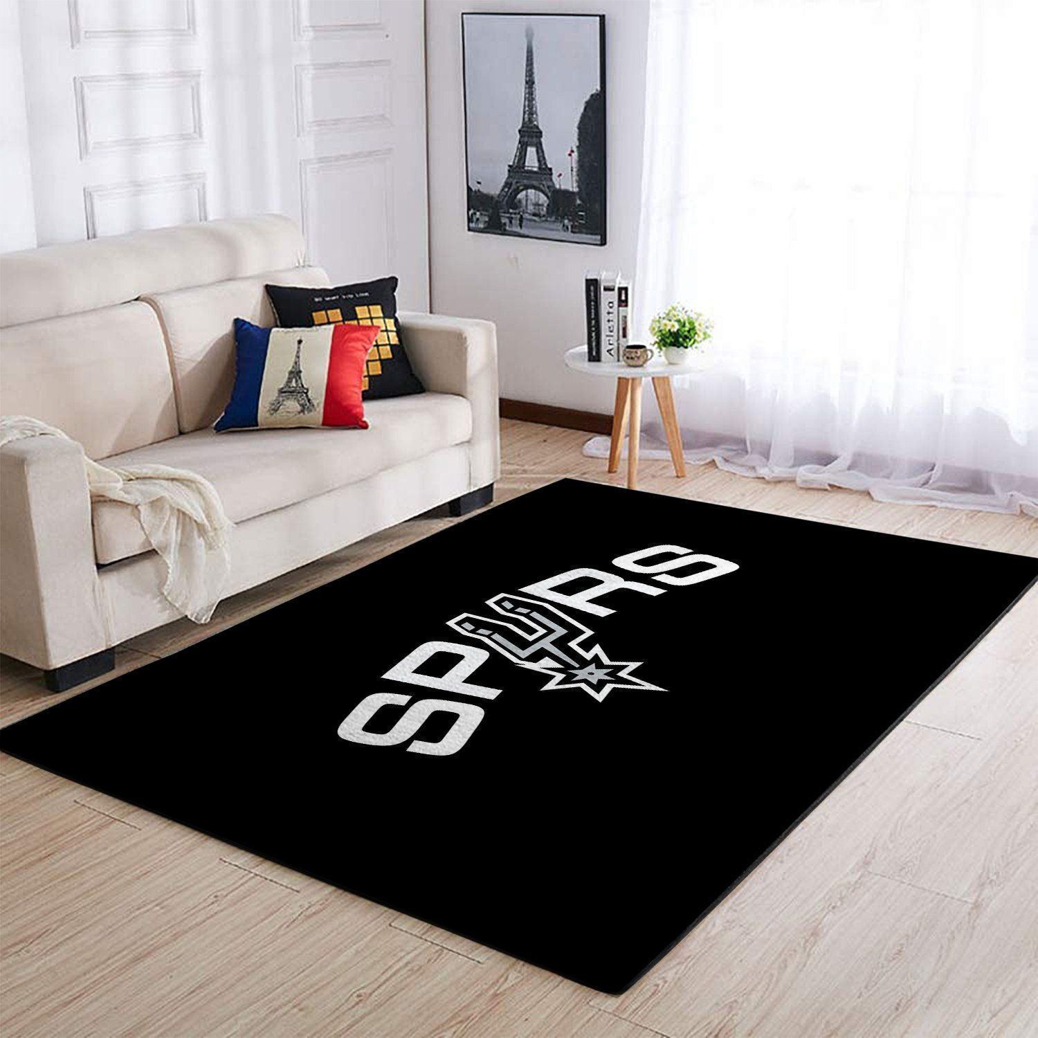 San Antonio Spurs Area Rug Nba Basketball Team Logo V1729  Chussin | Home Decor Easily