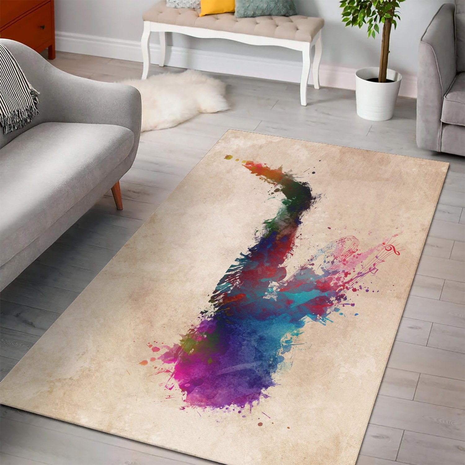 Saxophone Instrument Area Rug Bedroom Family  Chussin | Home Decor Easily