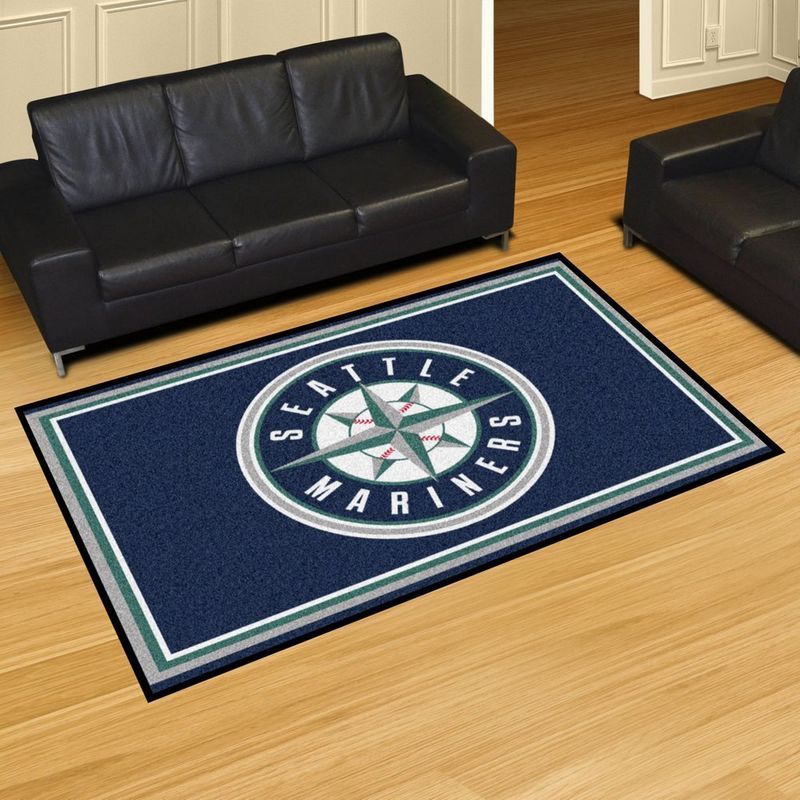 Seattle Mariners Mlb 5 Area Rug Bed Room Regtangle  Chussin | Home Decor Easily