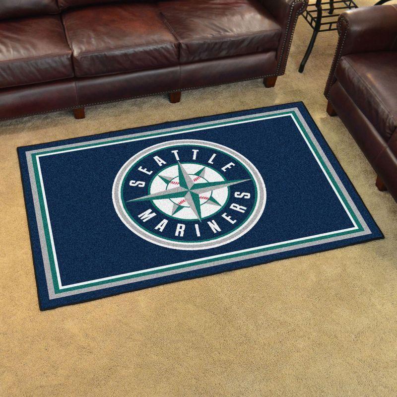 Seattle Mariners Mlb Baseball Area Rug Baseball Rug Regtangle V8382 Chussin | Home Decor Easily