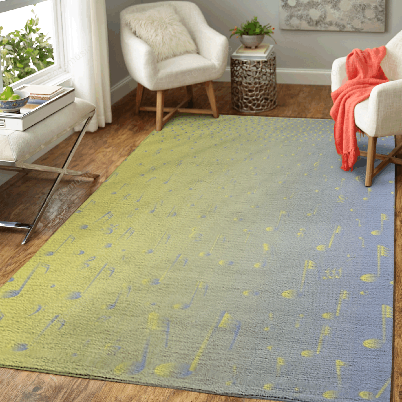 Snowing Music Notations Musical Art For Fans Area Rug Regtangle  Chussin | Home Decor Easily