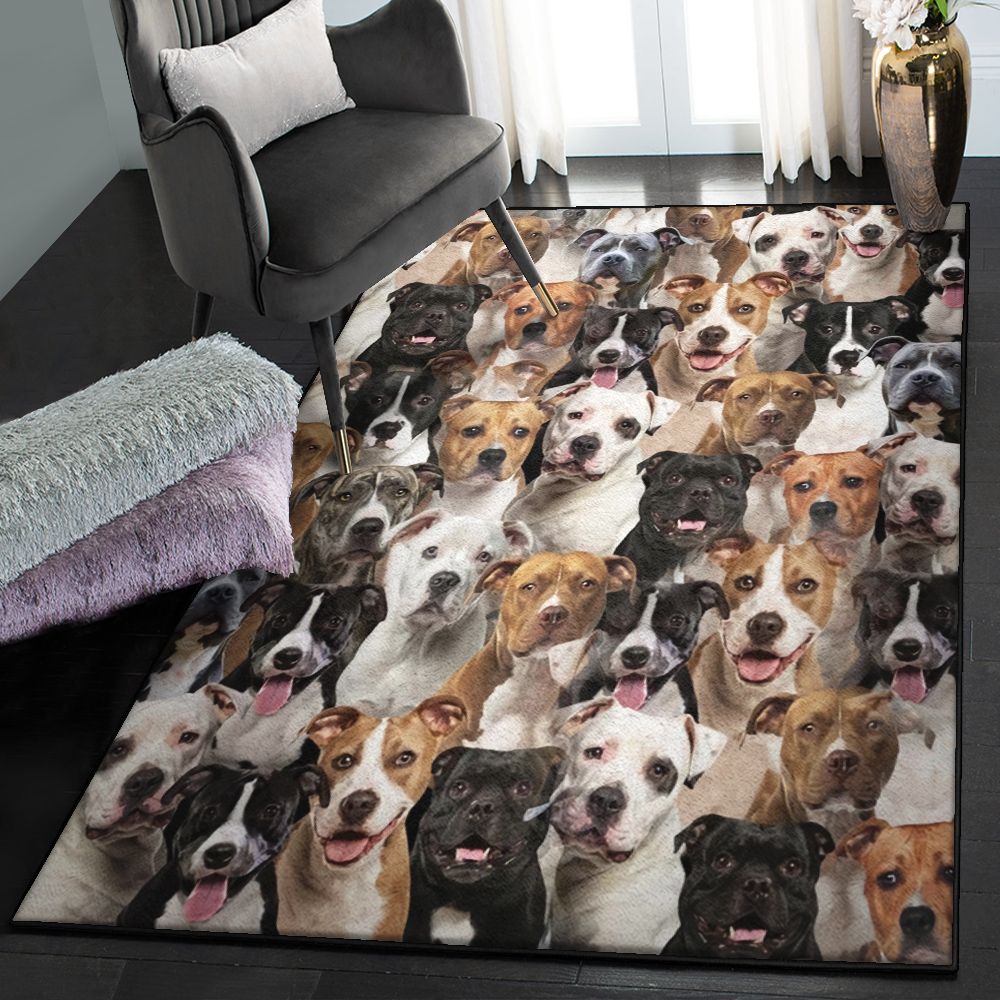 Staffordshire Bull Terrier Bedroom Rugs, You Will Have A Bunch Of Staffordshire Bull Terriers GS CL Rug  Chussin | Home Decor Easily