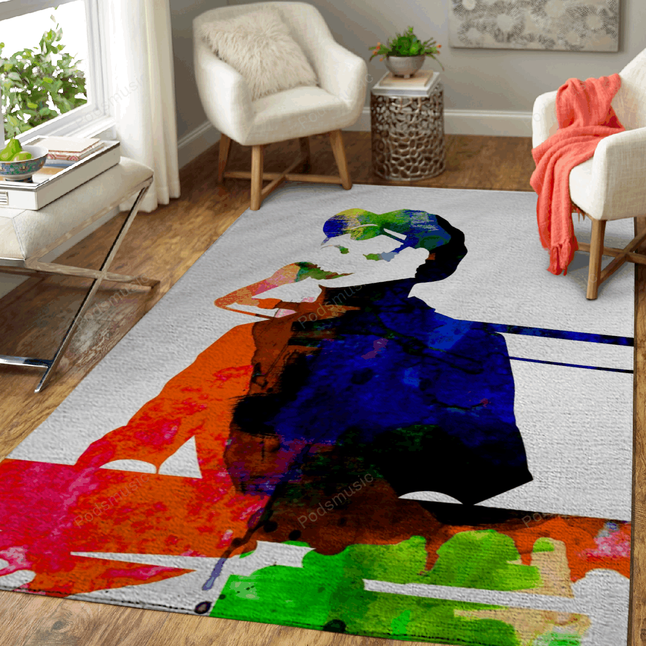 Stevie Watercolor Music Legends Art For Fans Area Rug Regtangle  Chussin | Home Decor Easily