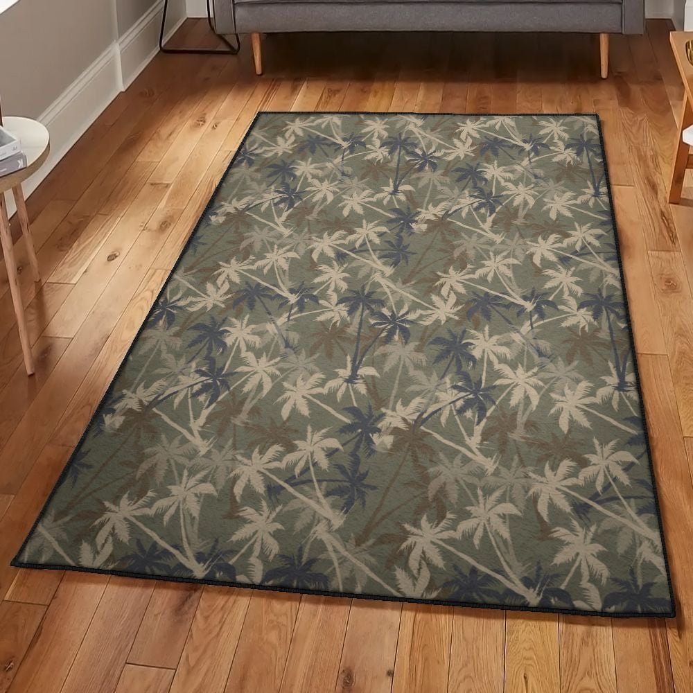 Summer Vacation Art Deco Rug, Palm Tree camouflage Rug  Chussin | Home Decor Easily