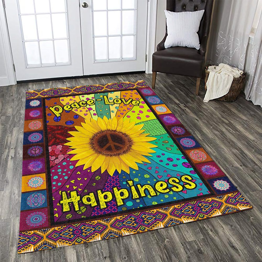 Sunflower Peace Love Happiness Dhckl1810At Rug  Chussin | Home Decor Easily