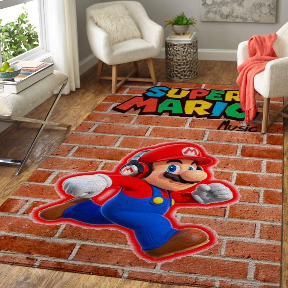 Super Mario Area Rug Nintendo Video Game Gamer V865 Chussin | Home Decor Easily