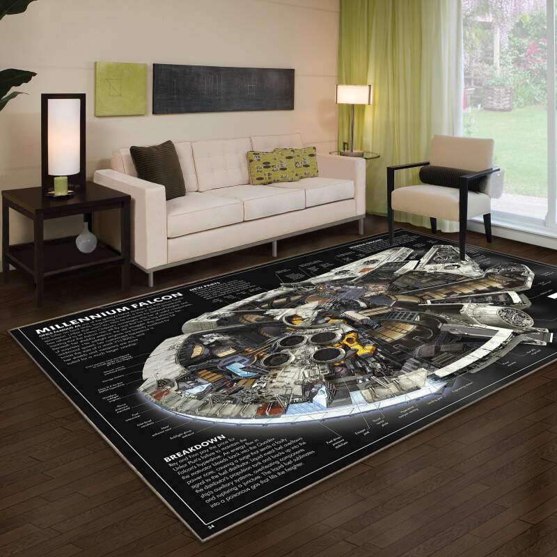 Sw Millennium Falcon Cross Section High Resolution Area Rug - Chussin | Home Decor Easily