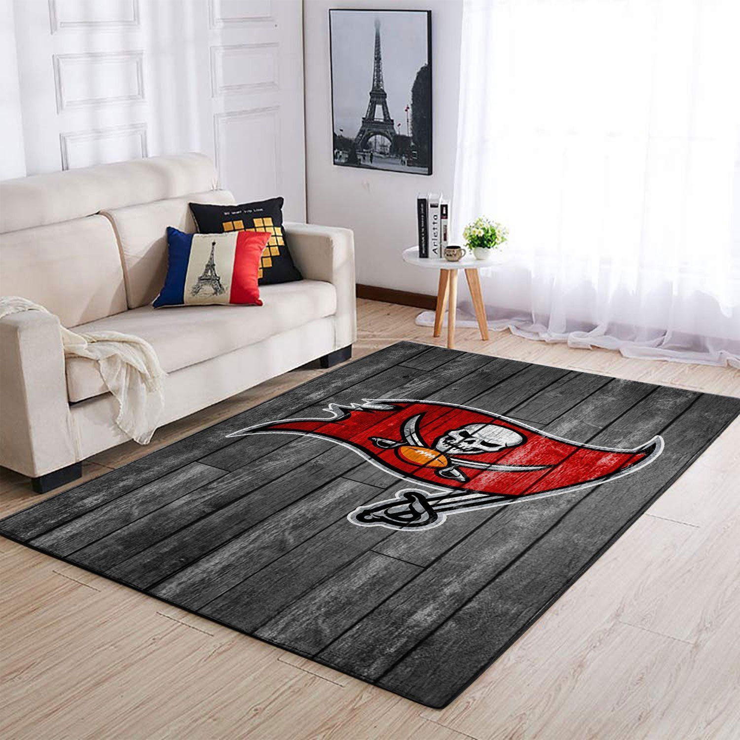 Tampa Bay Buccaneers Nfl Team Logo Grey Area Rugs Wooden Style Sports  Chussin | Home Decor Easily