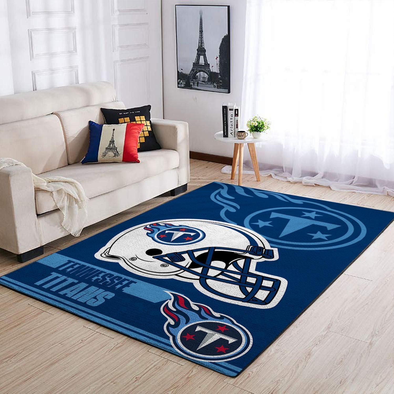 Tennessee Titans Nfl Team Logo Helmet Rectangle Area Rug Area  Chussin | Home Decor Easily