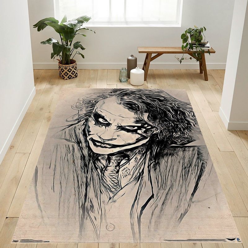 The Dark Knight The Joker Sketch Area Rug Bed Room Regtangle  Chussin | Home Decor Easily