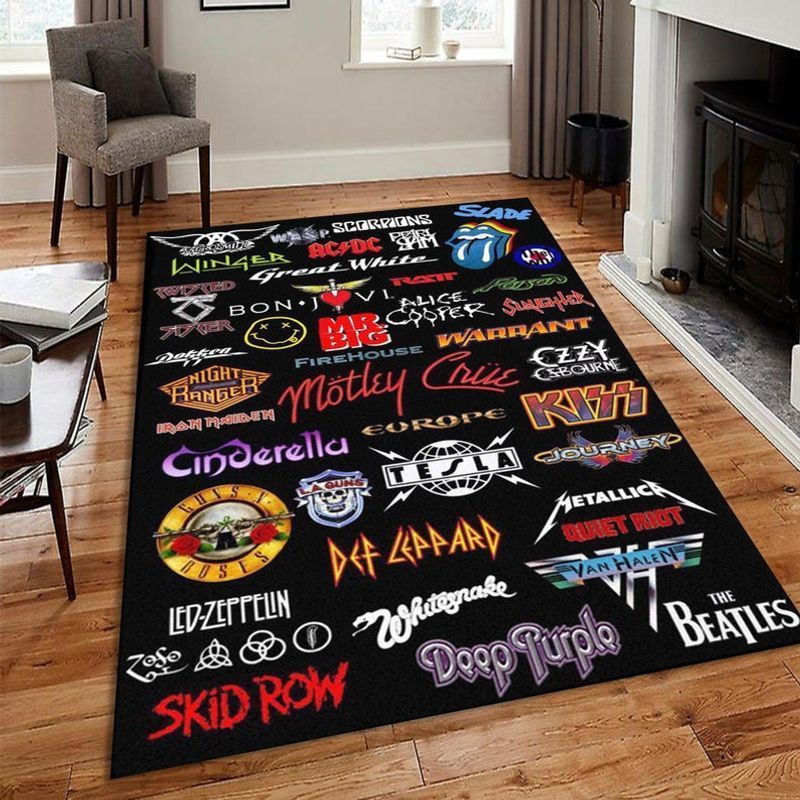 The Greatest Rock Band Logos Of All Time Area Rug And | Home Decor Easily