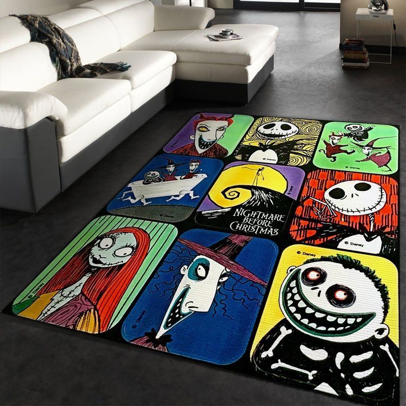 The Nightmare Before Christmas Movie Characters Area Rug Bed Room Regtangle  Chussin | Home Decor Easily