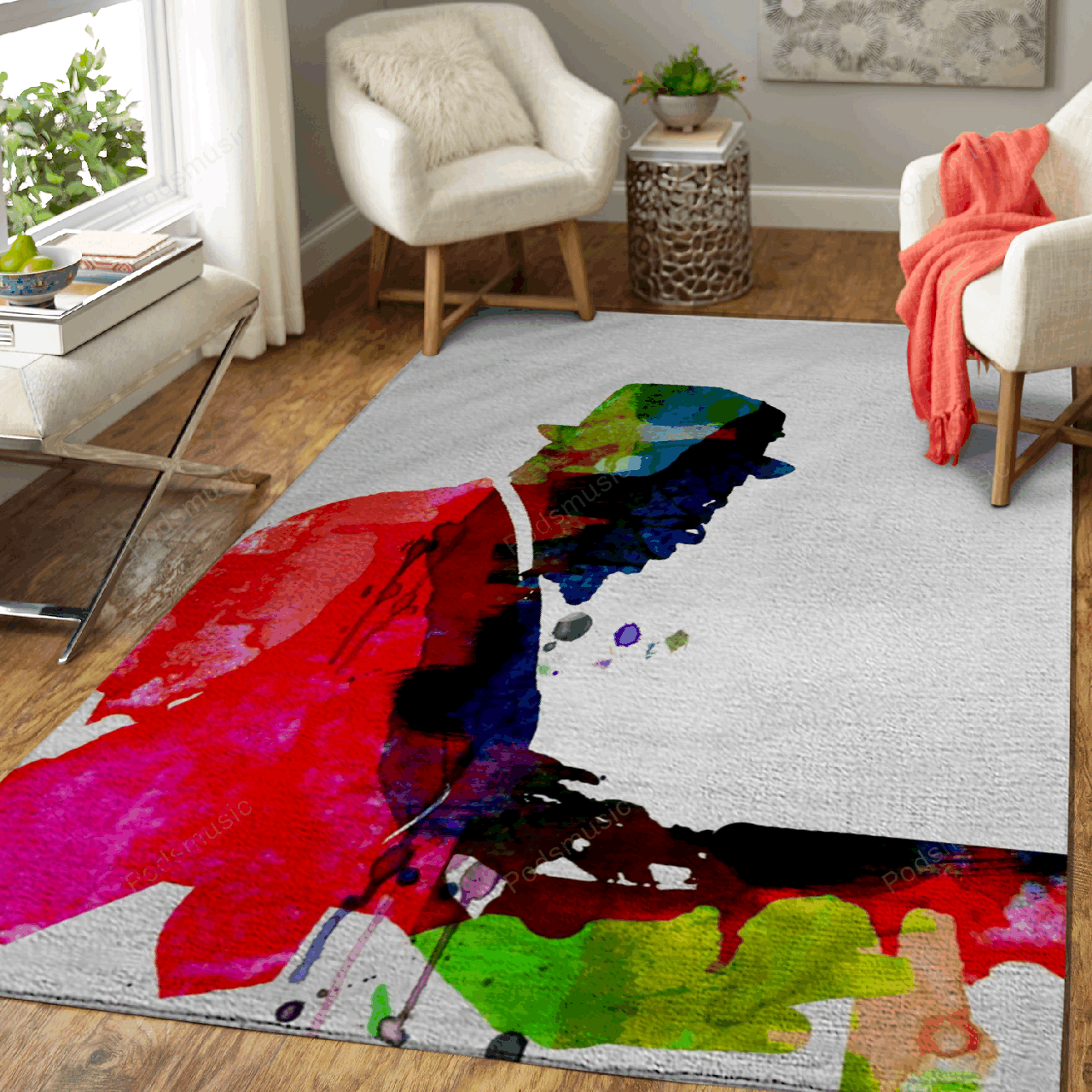 Thelonious Watercolor Music Legends Art For Fans Area Rug Regtangle  Chussin | Home Decor Easily