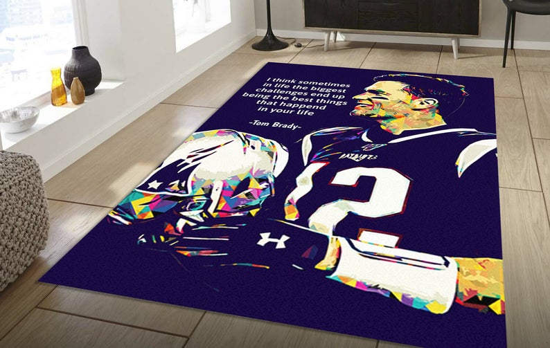 Tom Brady Rug Nfl Football Collage Area Rug Sport Art Living Chussin | Home Decor Easily