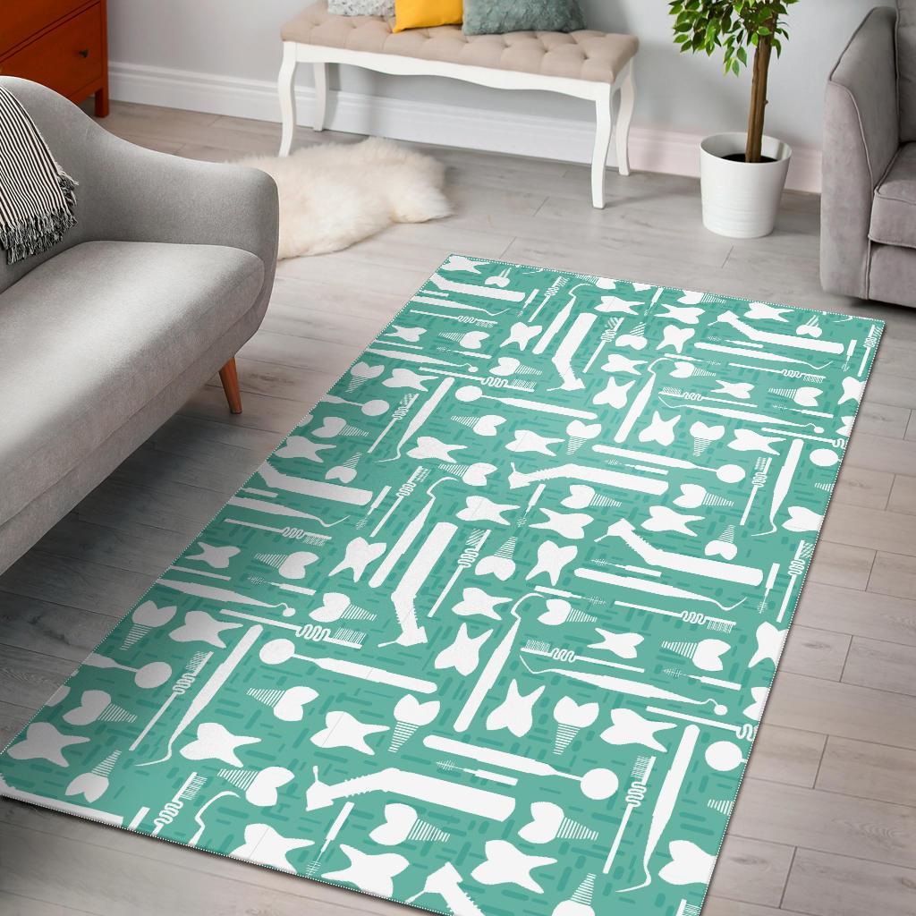 Tooth Dental Dentist Dentistry Pattern Print Area Rug  Chussin | Home Decor Easily