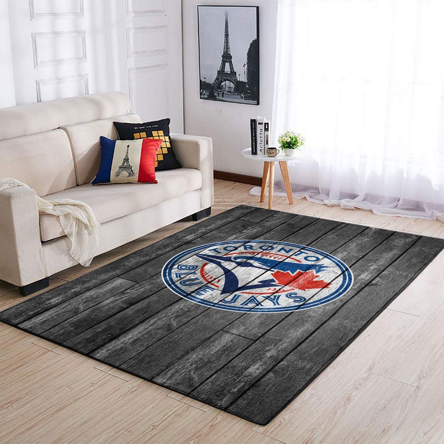 Toronto Blue Jays Mlb Team Logo Grey Area Rugs Wooden Style Sports  Chussin | Home Decor Easily