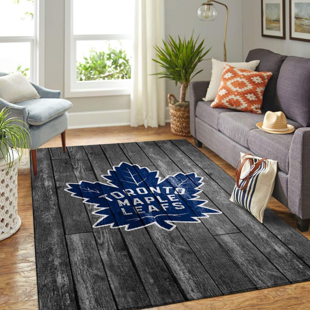 Toronto Maple Leafs Nhl Area Hockey Team Logo Gray Wooden Rug Regtangle  Chussin | Home Decor Easily