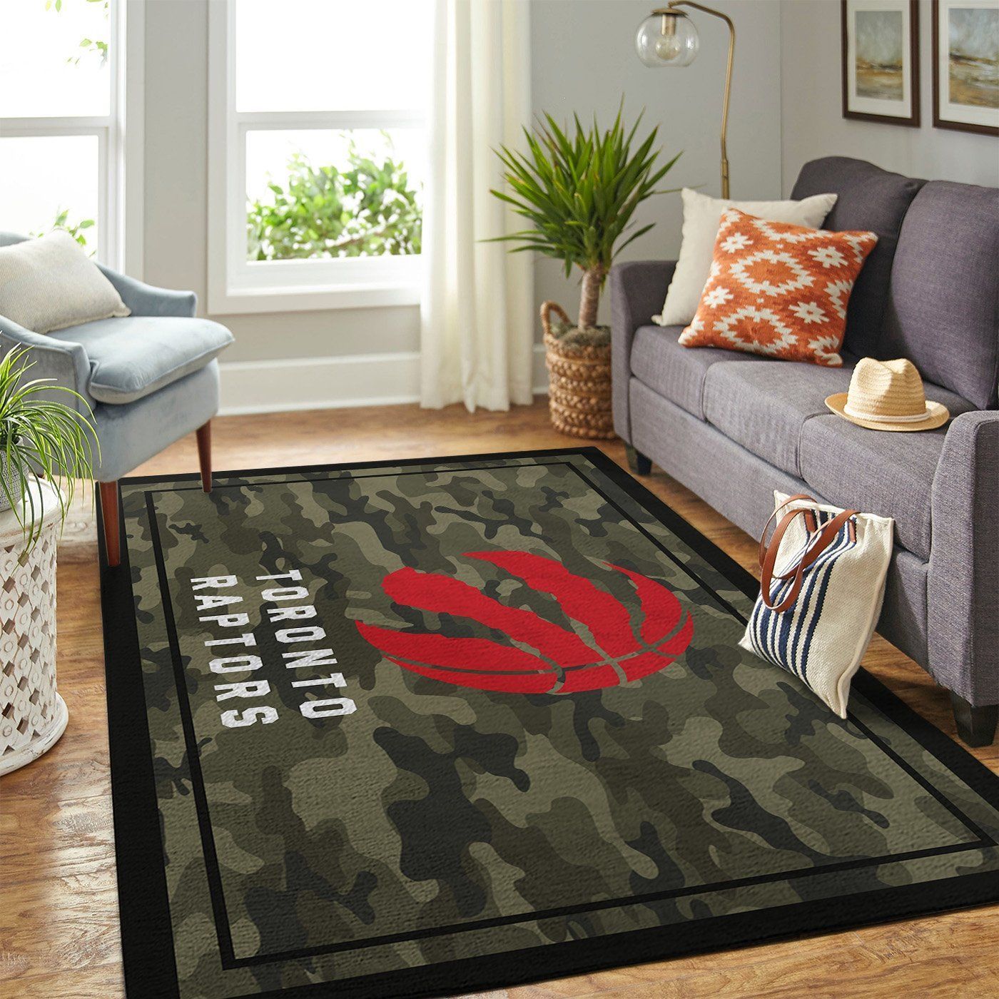 Toronto Raptors Nba Area Camo Style Team Logo Rug Regtangle  Chussin | Home Decor Easily