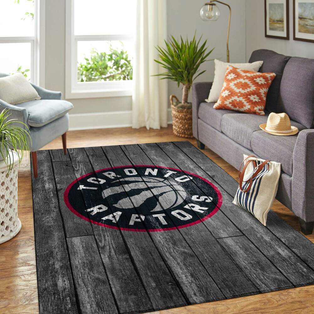 Toronto Raptors Nba Team Logo Grey Area Wooden Style Sports Rug Regtangle  Chussin | Home Decor Easily