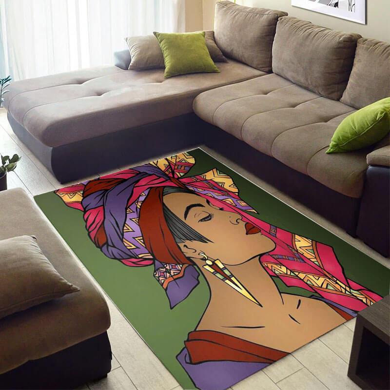 Trendy African Beautiful Natural Hair Melanin Afro Girl Design Floor House Rug -  Chussin | Home Decor Easily