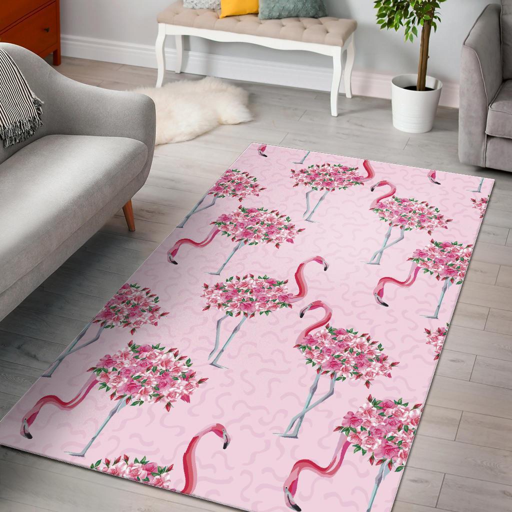 Tropical Flamingo Hawaiian Floral Pattern Print Area Rug Chussin | Home Decor Easily