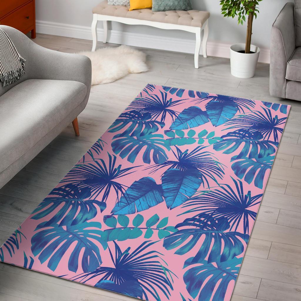 Tropical Floral Hawaiian Palm Leaves Pattern Print Area Rug  Chussin | Home Decor Easily
