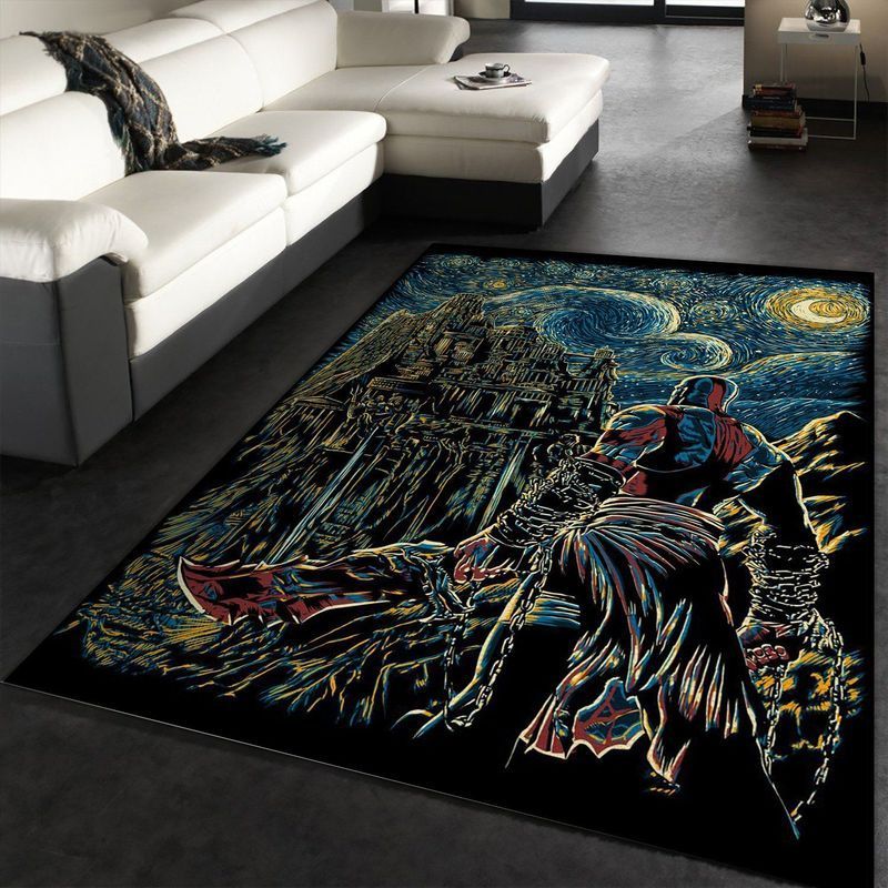 Van Gogh Starry Night Kratos God Of War Olympus Art Area Rug | Home Decor Easily