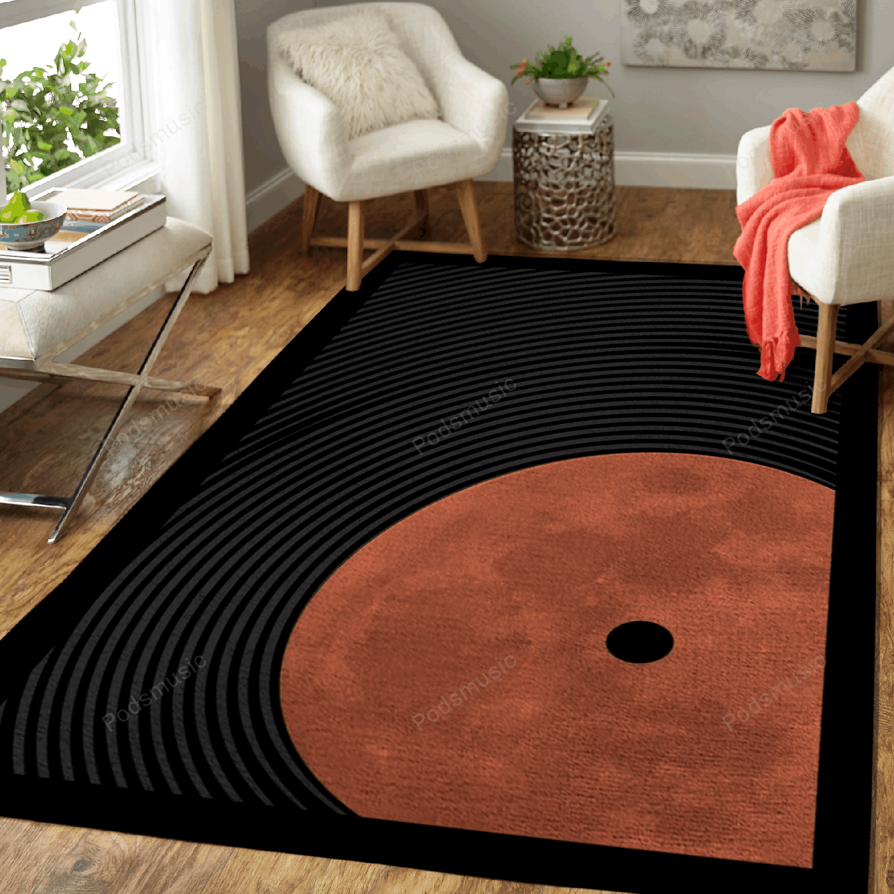 Vinyl Red Moon Music Art For Fans Area  Chussin | Home Decor Easily