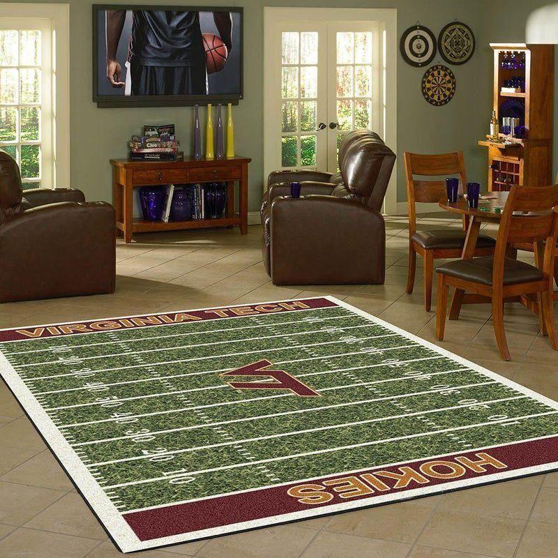 Virginia Tech Hokies field Area Rug Football Chussin | Home Decor Easily