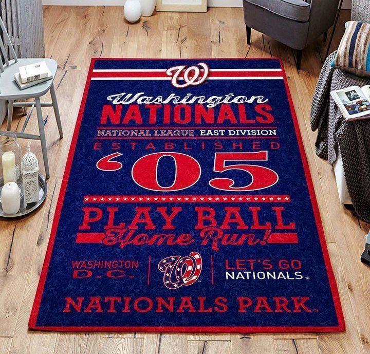 Washington Nationals Mlb Baseball Area Rug Baseball V6687  Chussin | Home Decor Easily