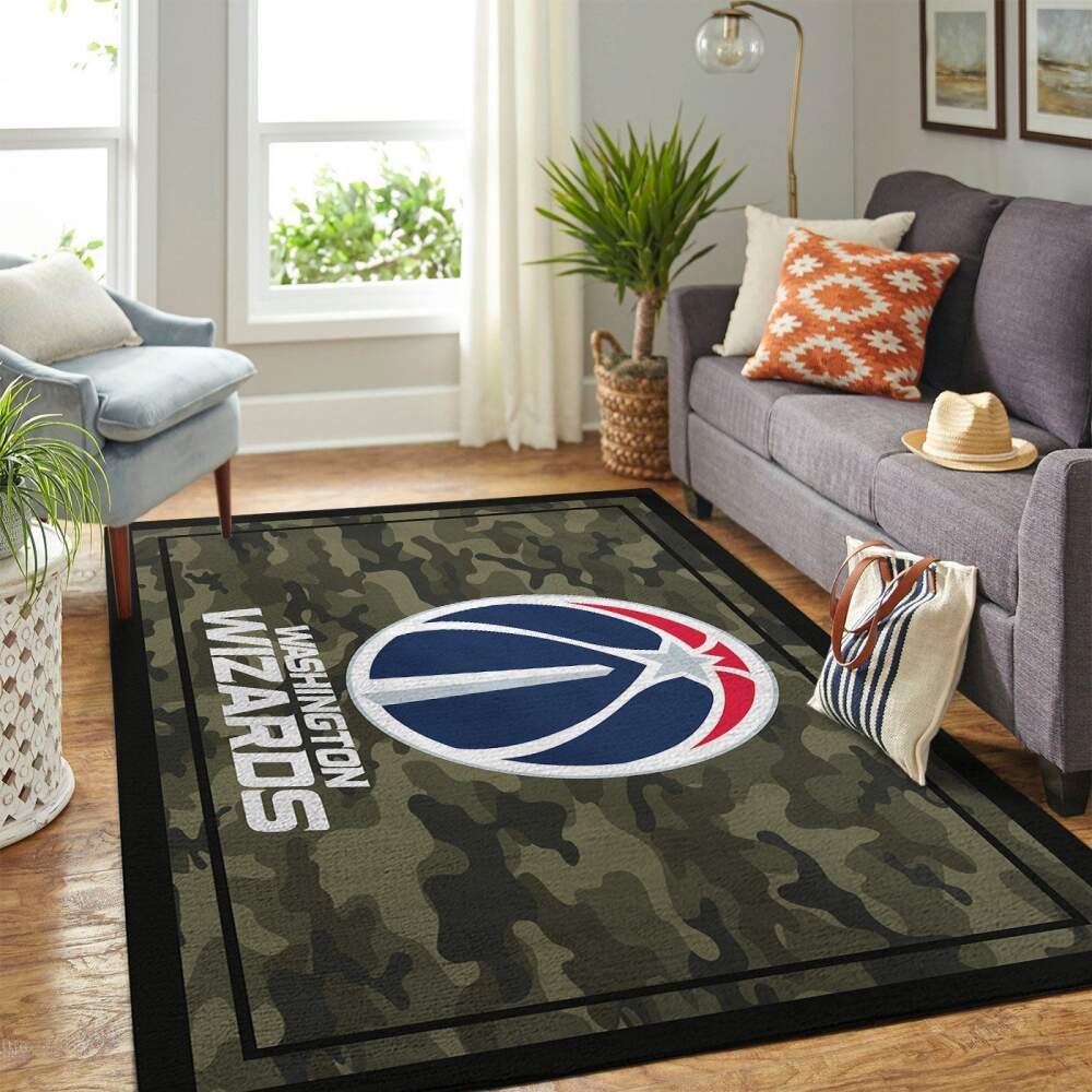 Washington Wizards Nba Area Rugs Camo Style Team Logo  Chussin | Home Decor Easily