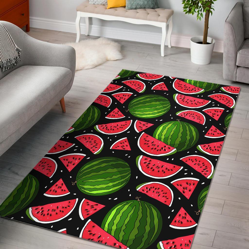 Watermelon Piece Black Pattern Print Area Rug  Chussin | Home Decor Easily