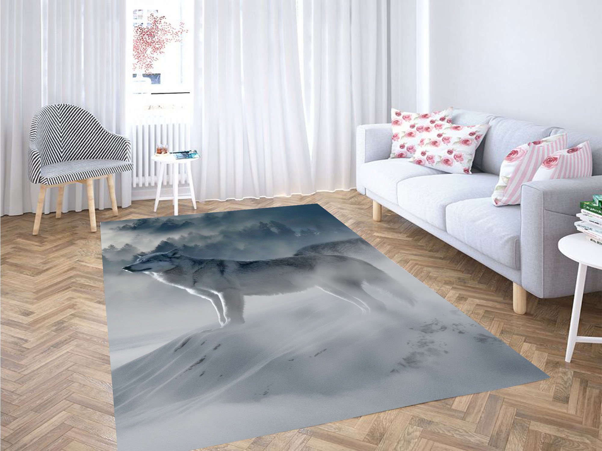 White Wolf Carpet Rug -  Chussin | Home Decor Easily
