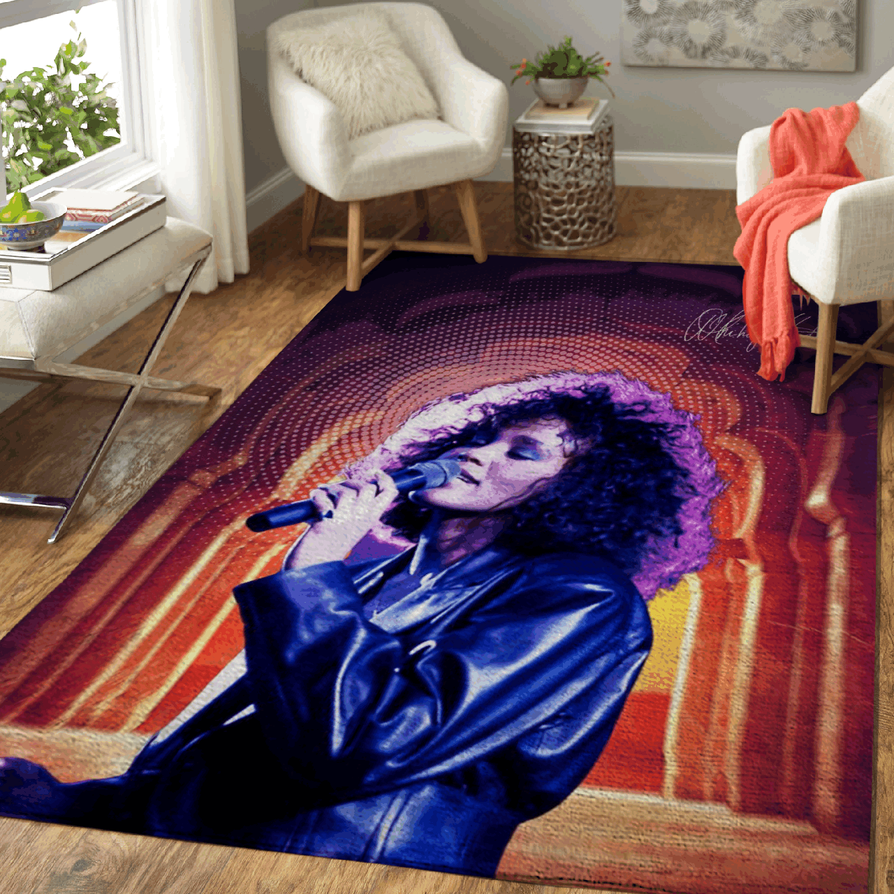 Whitney Houston Music Art For Fans Area Rug Area  Chussin | Home Decor Easily
