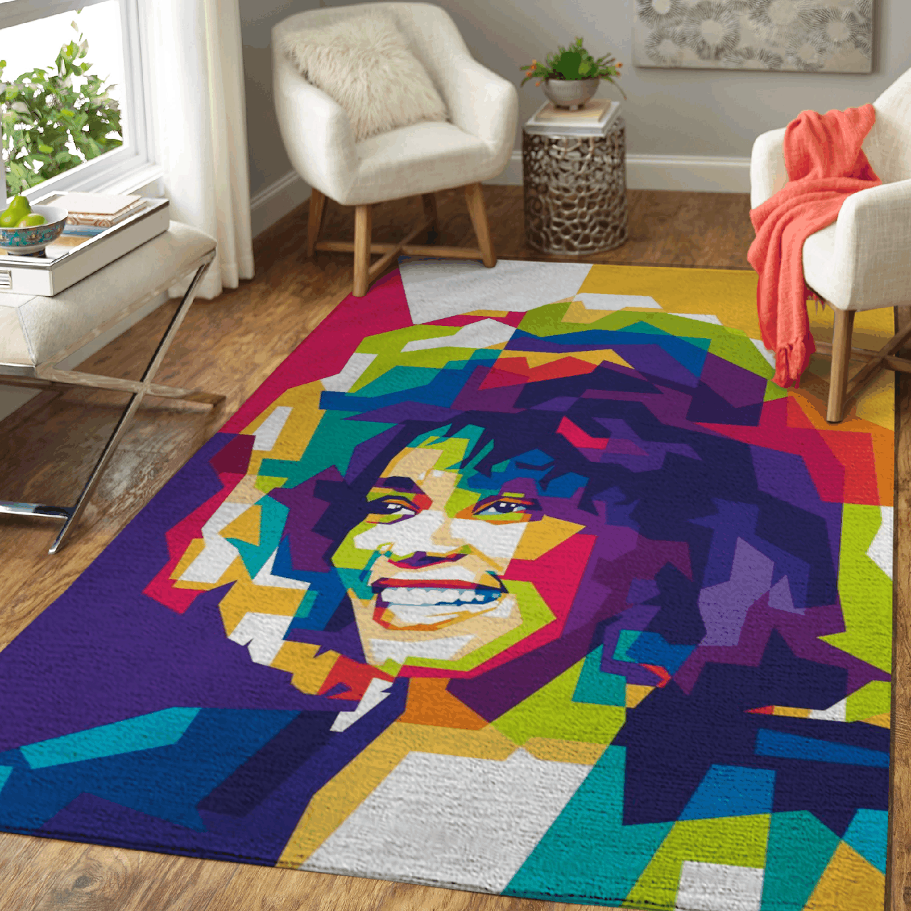Whitney Houston Music Pop Art Area Rug Area  Chussin | Home Decor Easily