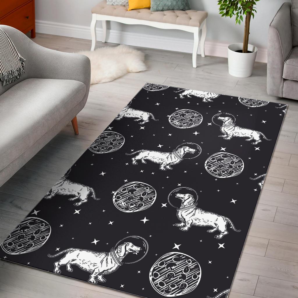 Wiener Dog Dachshund Astronaut Pattern Print Area Rug  Chussin | Home Decor Easily