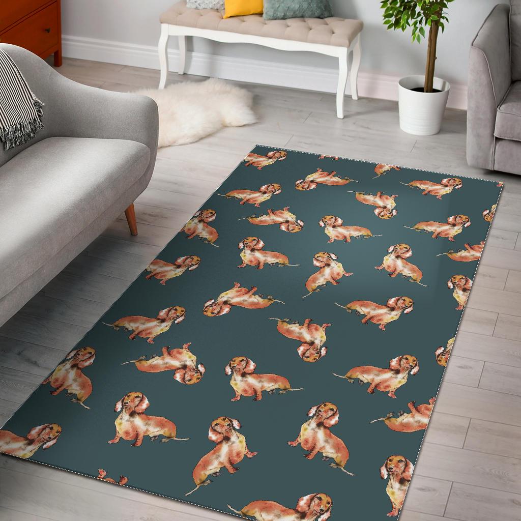 Wiener Dog Dachshund Portrait Pastel Pattern Print Area Rug  Chussin | Home Decor Easily