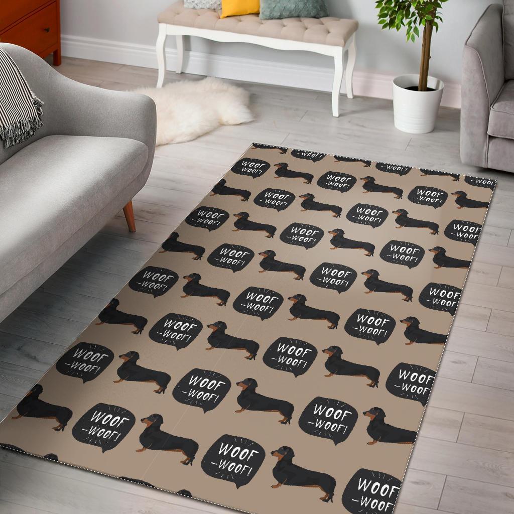 Wiener Dog Woof Woof Dachshund Pattern Print Area Rug  Chussin | Home Decor Easily
