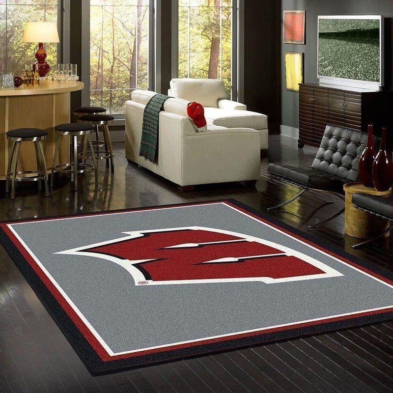 Wisconsin Badgers Area Rug Football Team Logo V11130 Chussin | Home Decor Easily