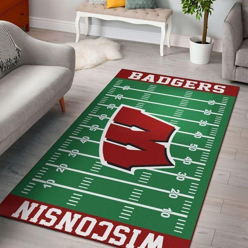 Wisconsin Badgers Field Area Rug Football  Chussin | Home Decor Easily
