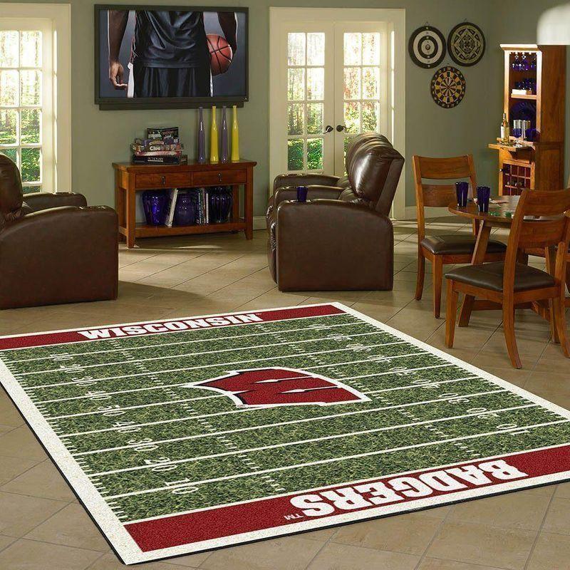 Wisconsin Badgers Field Area Rug Football Team Logo V17262 Chussin | Home Decor Easily